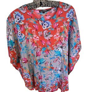 Tolani Collection Anthropologie Narissa Poppy Floral Tunic Kimono Womens XS